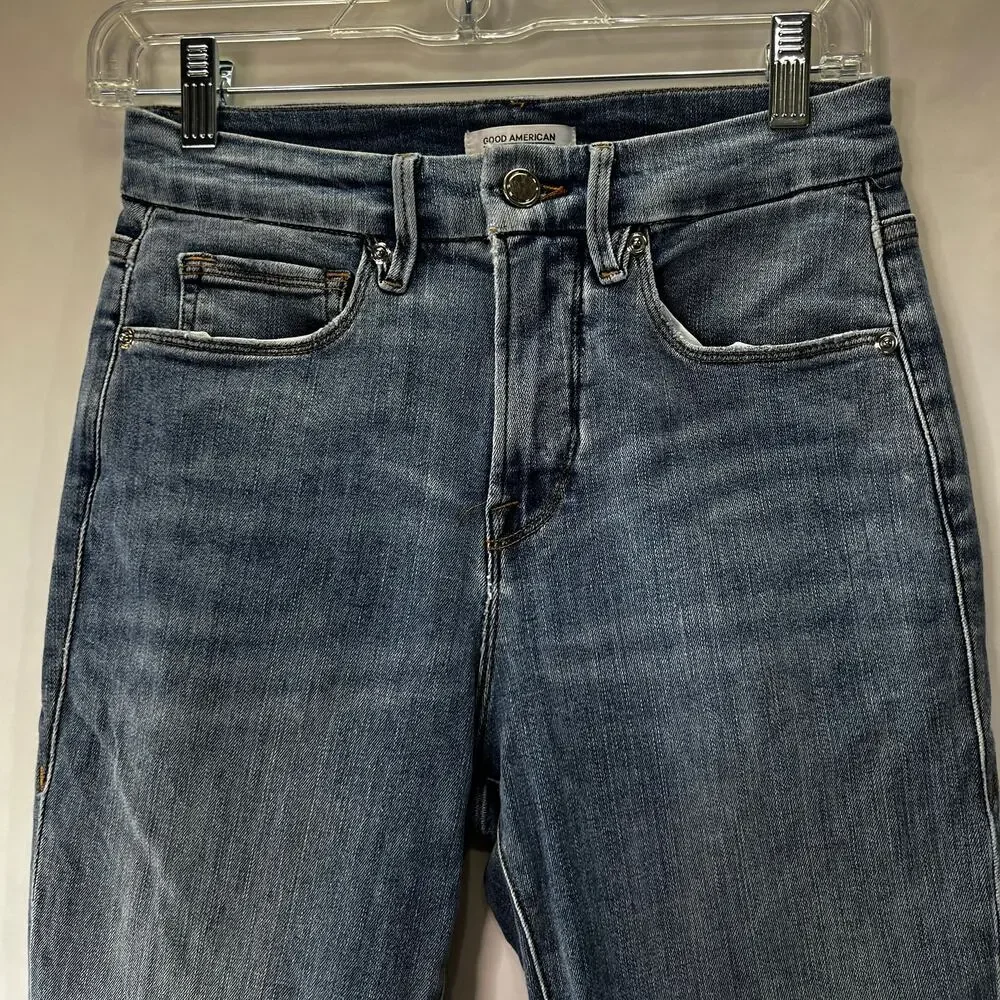 Good American High Waisted Stretch Denim Jeans 6/28 - Picture 2 of 10
